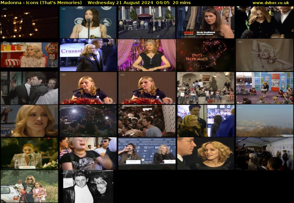 Madonna - Icons (That's Memories) Wednesday 21 August 2024 04:05 - 04:25