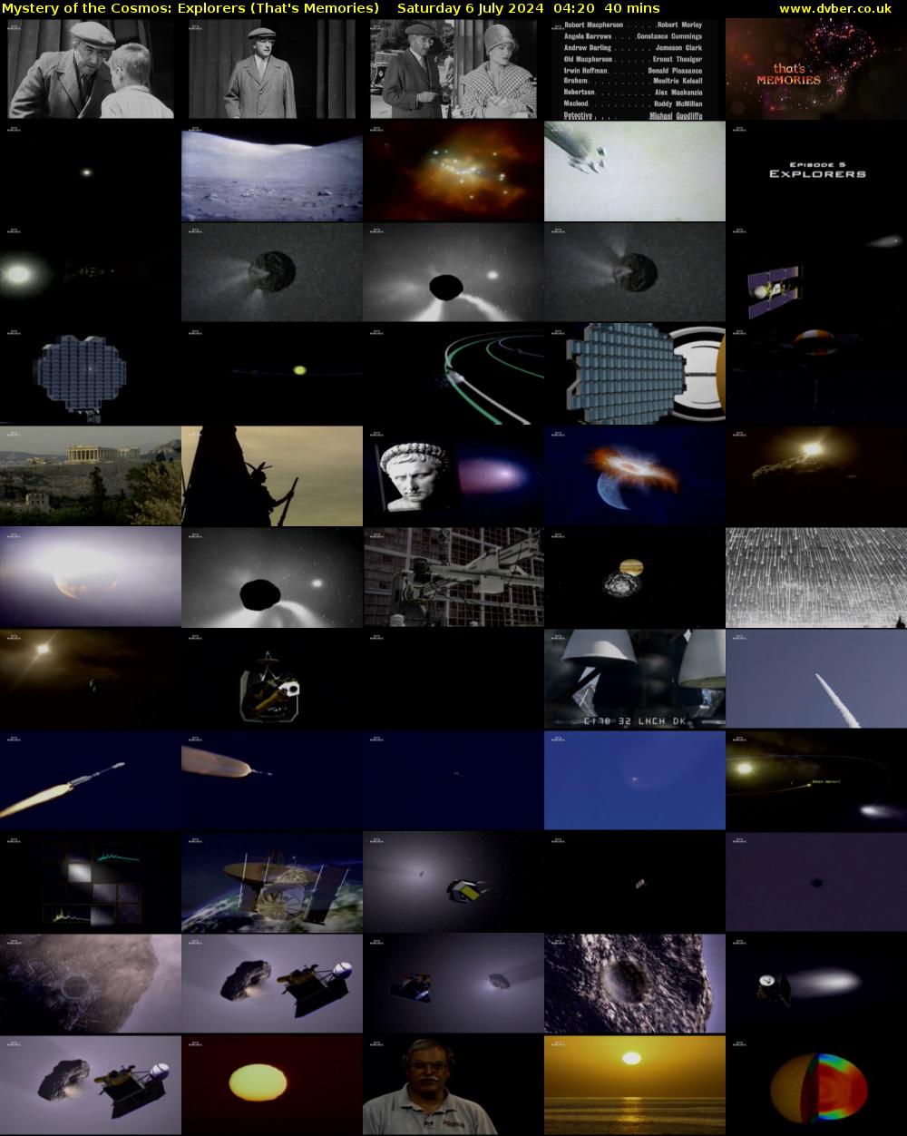Mystery of the Cosmos: Explorers (That's Memories) Saturday 6 July 2024 04:20 - 05:00