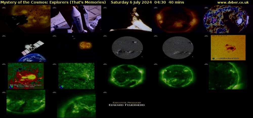 Mystery of the Cosmos: Explorers (That's Memories) Saturday 6 July 2024 04:30 - 05:10
