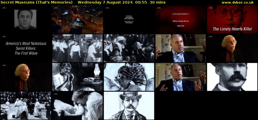 Secret Museums (That's Memories) Wednesday 7 August 2024 00:55 - 01:25