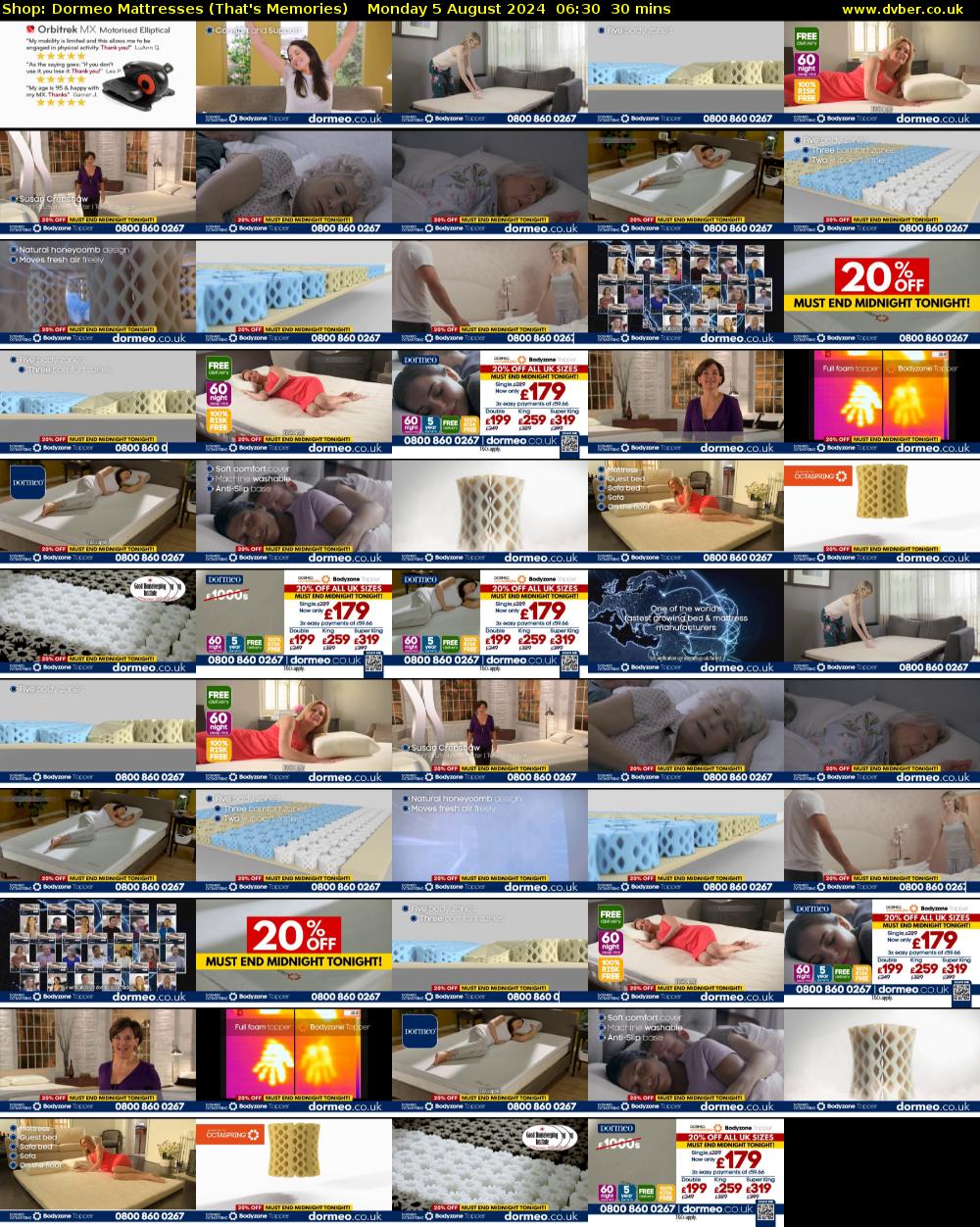 Shop: Dormeo Mattresses (That's Memories) Monday 5 August 2024 06:30 - 07:00