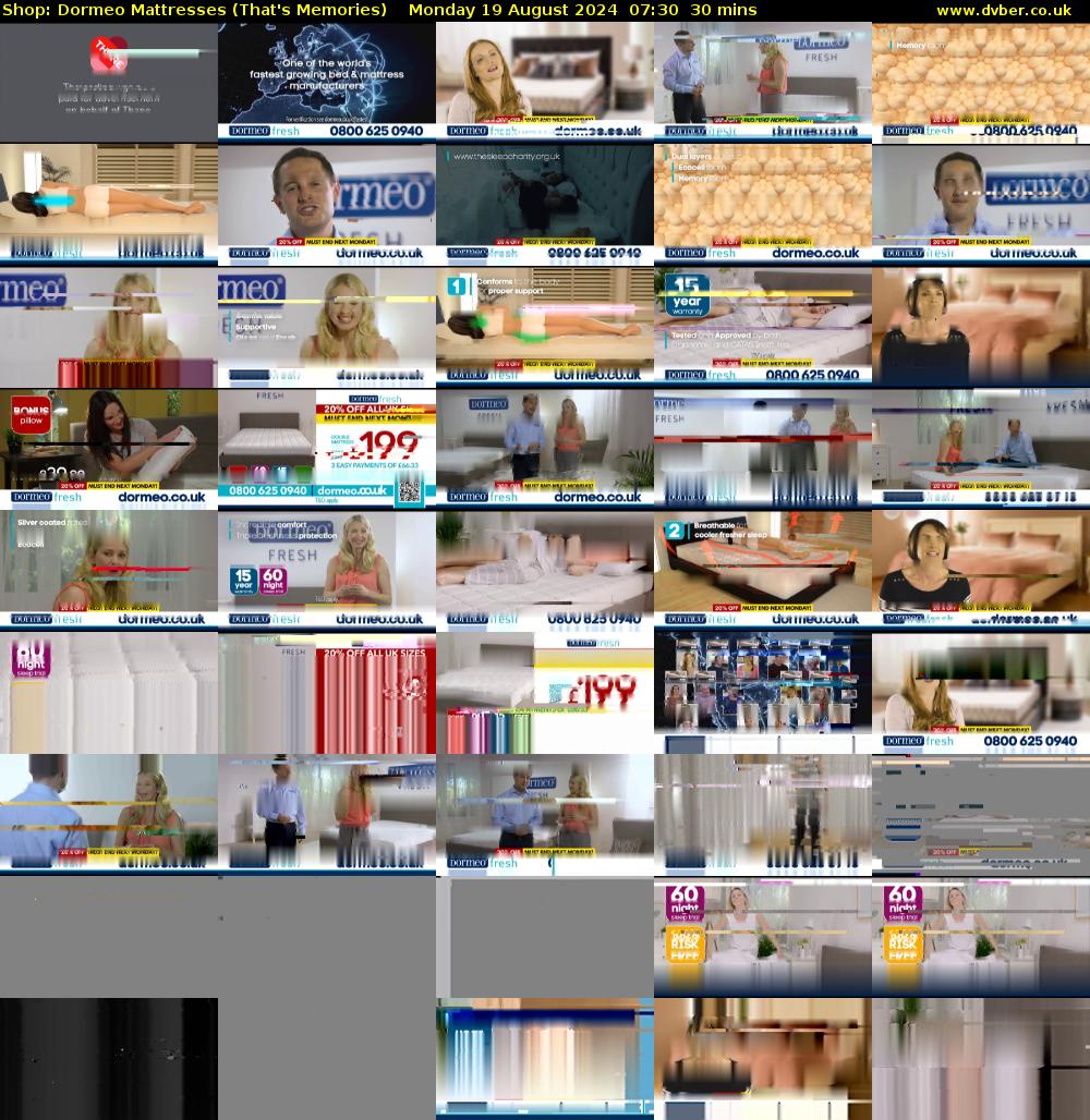 Shop: Dormeo Mattresses (That's Memories) Monday 19 August 2024 07:30 - 08:00
