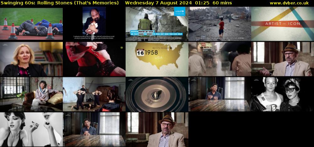 Swinging 60s: Rolling Stones (That's Memories) Wednesday 7 August 2024 01:25 - 02:25
