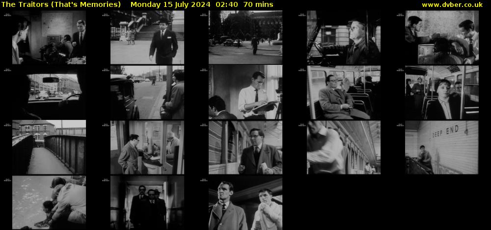 The Traitors (That's Memories) Monday 15 July 2024 02:40 - 03:50