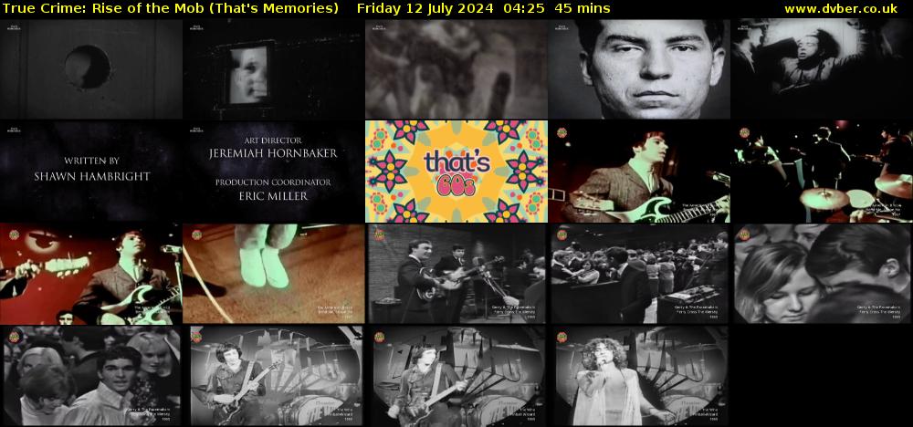 True Crime: Rise of the Mob (That's Memories) Friday 12 July 2024 04:25 - 05:10