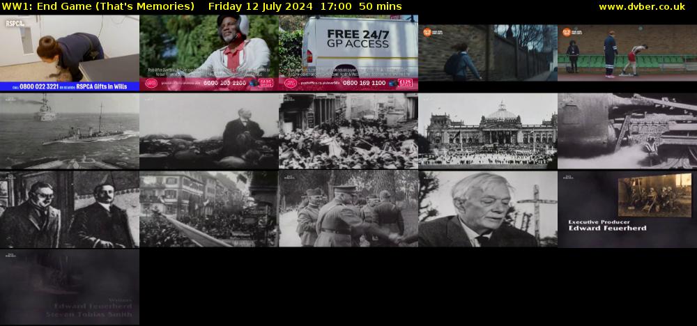WW1: End Game (That's Memories) Friday 12 July 2024 17:00 - 17:50