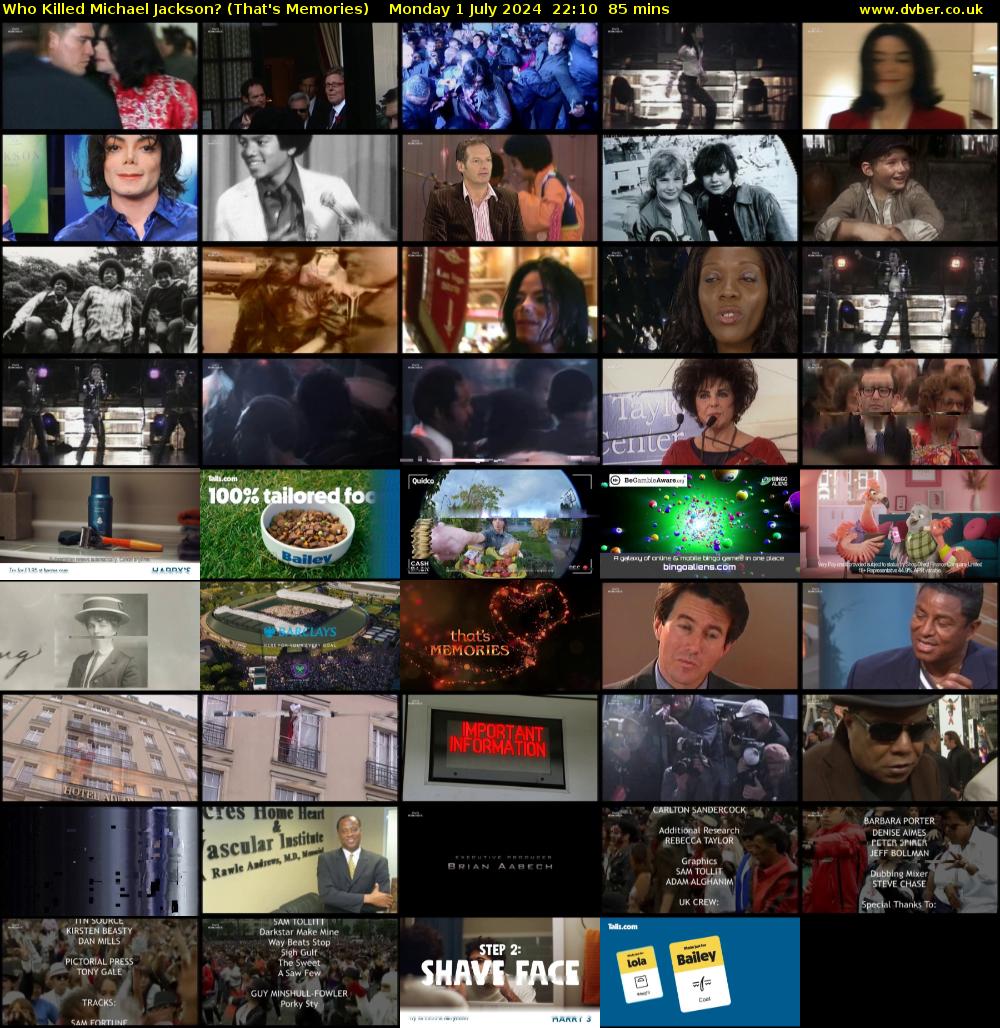 Who Killed Michael Jackson? (That's Memories) Monday 1 July 2024 22:10 - 23:35