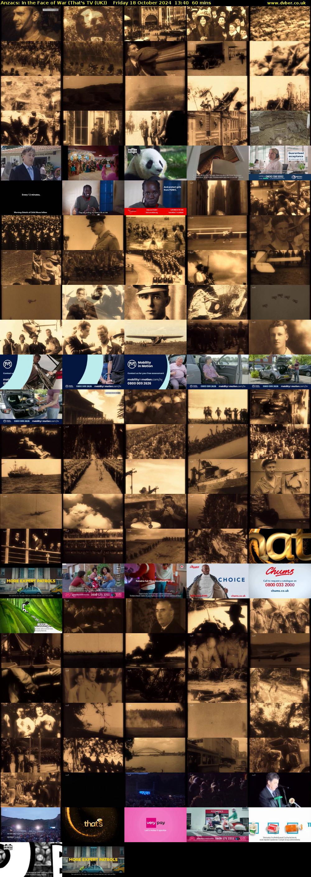 Anzacs: In the Face of War (That's TV (UK)) Friday 18 October 2024 13:40 - 14:40
