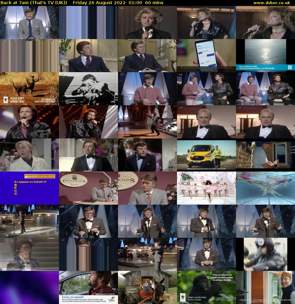 Back at 7am (That's TV (UK)) Friday 26 August 2022 01:00 - 02:00