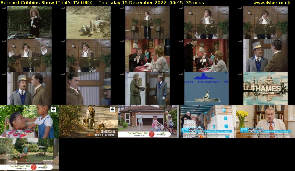 Bernard Cribbins Show (That's TV (UK)) Thursday 15 December 2022 00:45 - 01:20