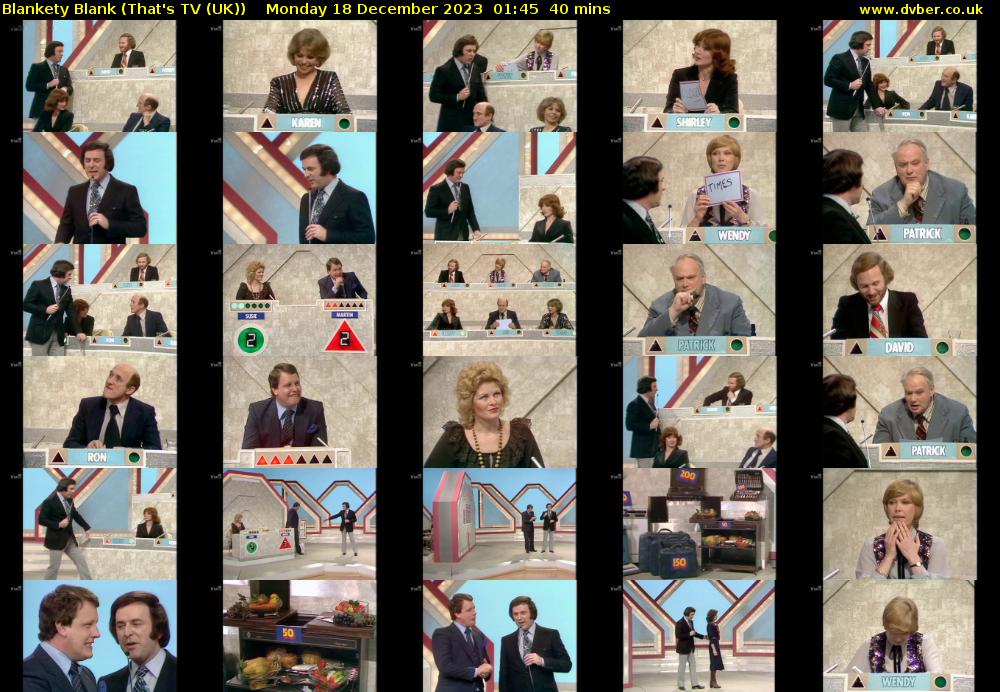 Blankety Blank (That's TV (UK)) Monday 18 December 2023 01:45 - 02:25
