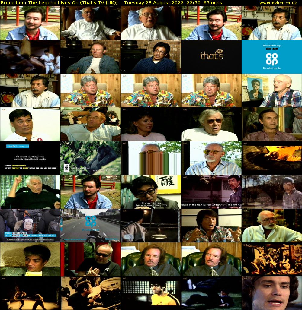 Bruce Lee: The Legend Lives On (That's TV (UK)) Tuesday 23 August 2022 22:50 - 23:55