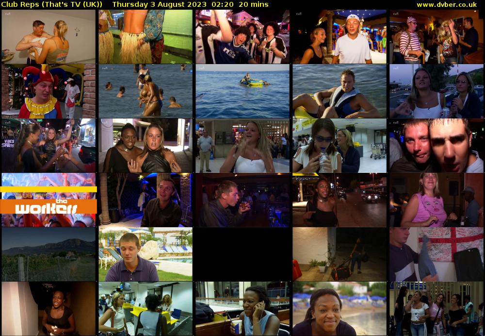 Club Reps (That's TV (UK)) Thursday 3 August 2023 02:20 - 02:40