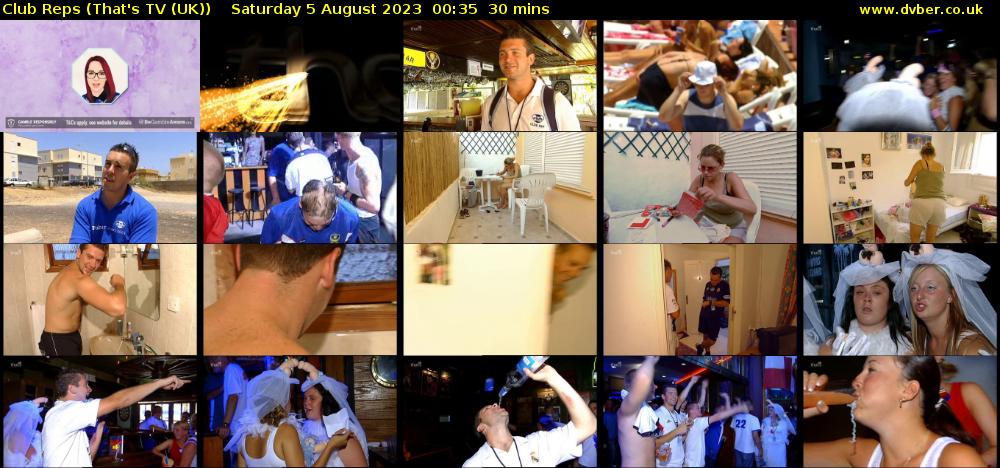 Club Reps (That's TV (UK)) Saturday 5 August 2023 00:35 - 01:05