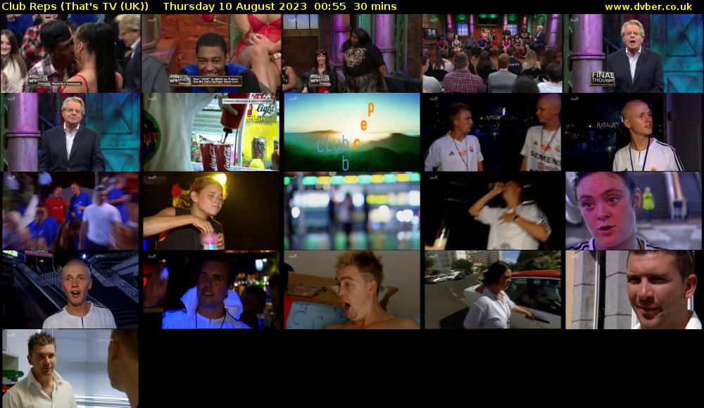 Club Reps (That's TV (UK)) Thursday 10 August 2023 00:55 - 01:25