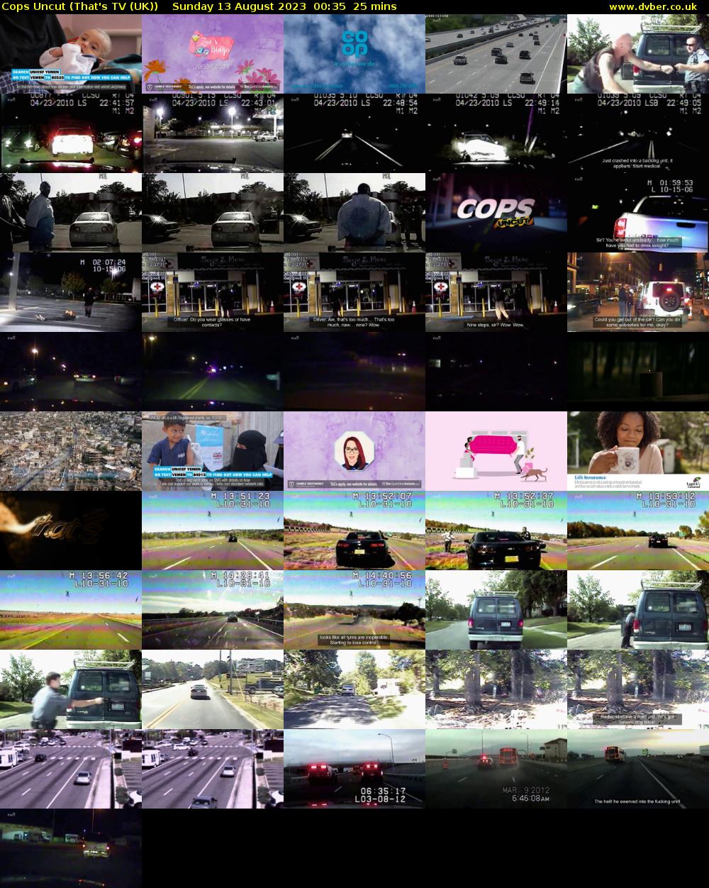 Cops Uncut (That's TV (UK)) Sunday 13 August 2023 00:35 - 01:00