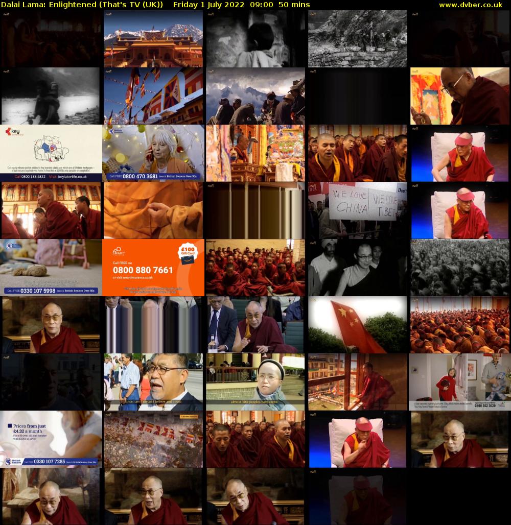 Dalai Lama: Enlightened (That's TV (UK)) Friday 1 July 2022 09:00 - 09:50