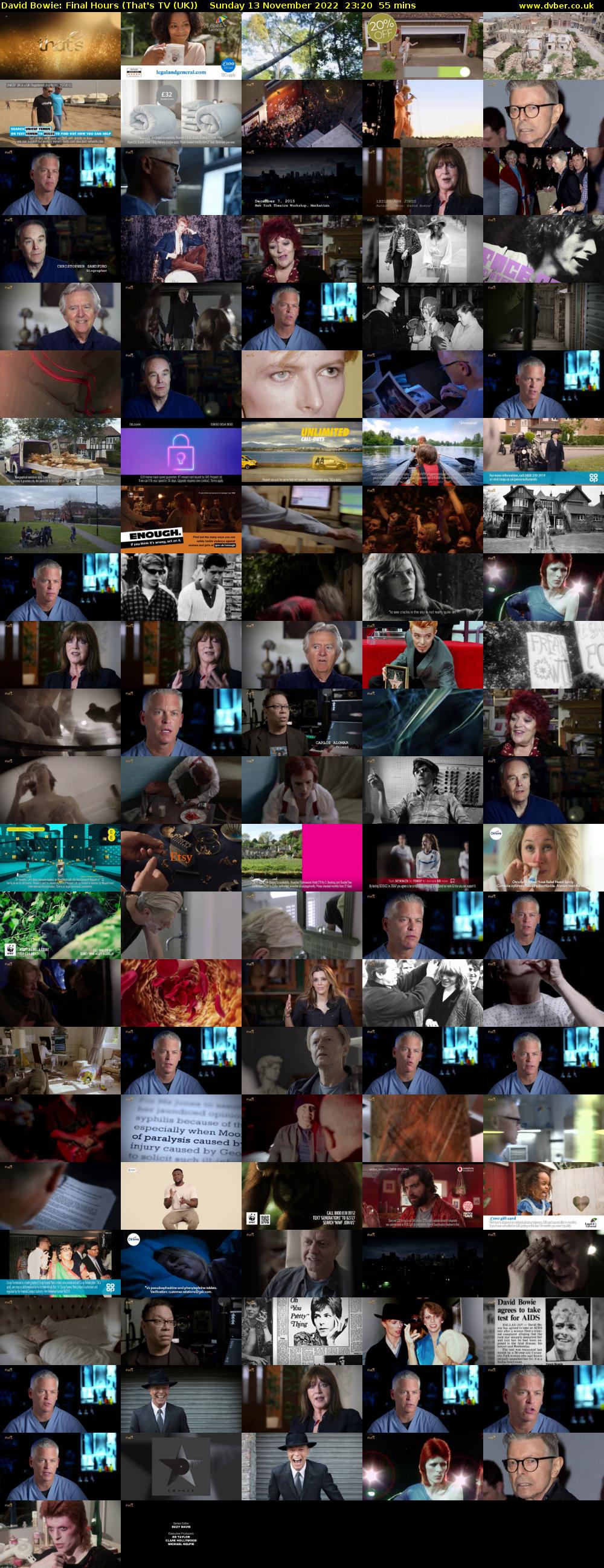 David Bowie: Final Hours (That's TV (UK)) Sunday 13 November 2022 23:20 - 00:15