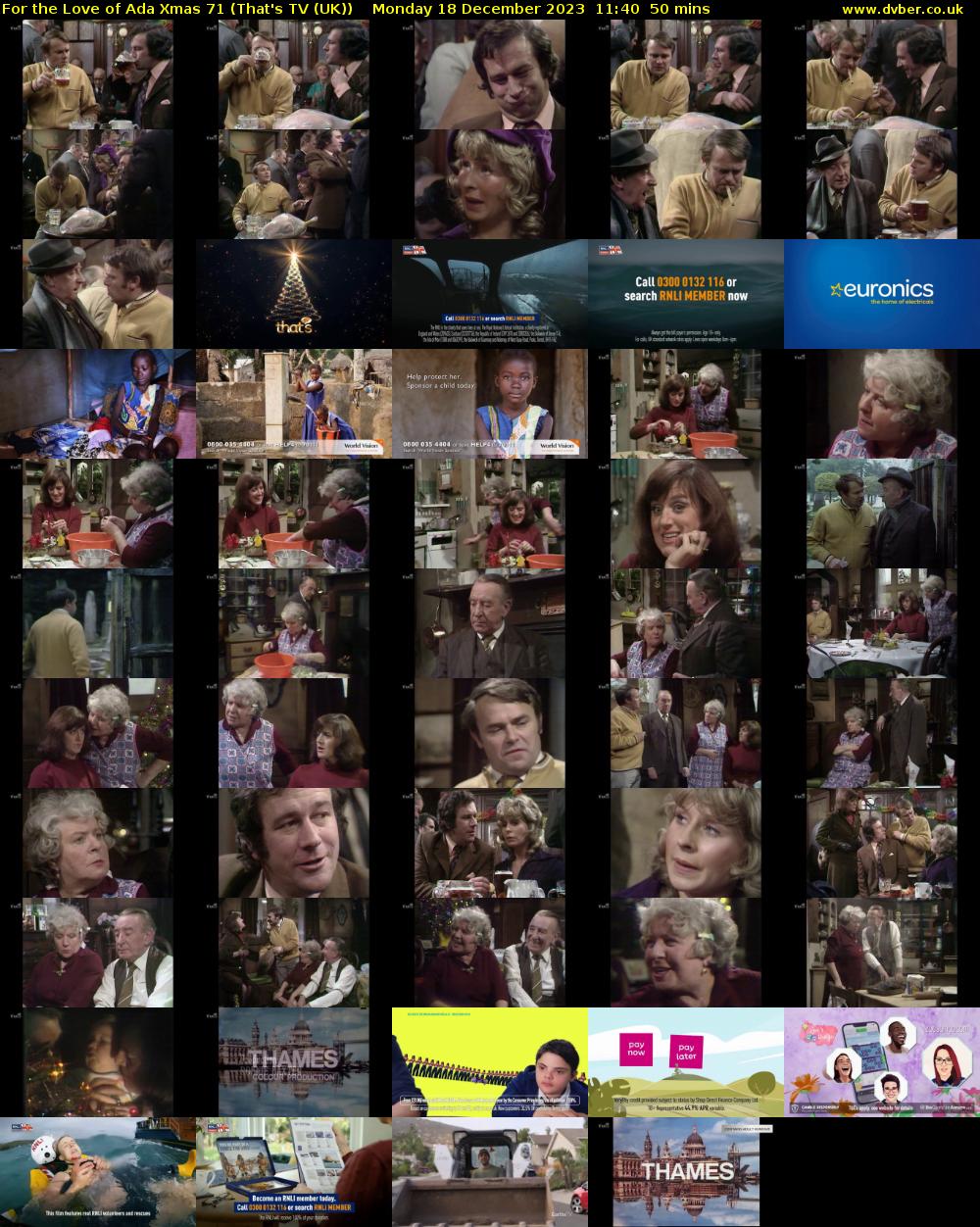 For the Love of Ada Xmas 71 (That's TV (UK)) Monday 18 December 2023 11:40 - 12:30