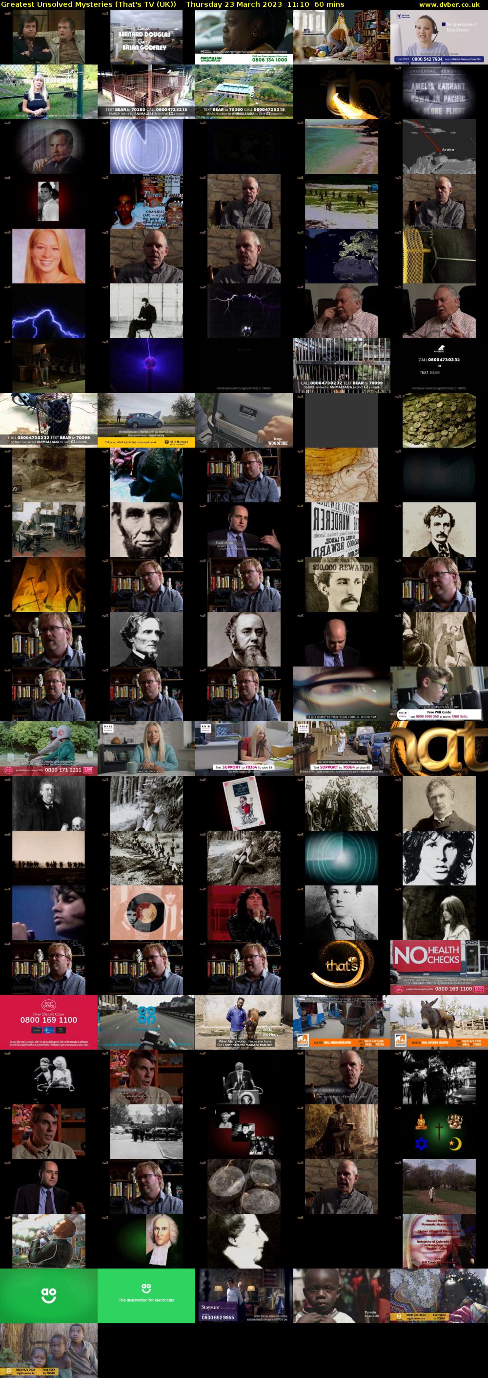 Greatest Unsolved Mysteries (That's TV (UK)) Thursday 23 March 2023 11:10 - 12:10