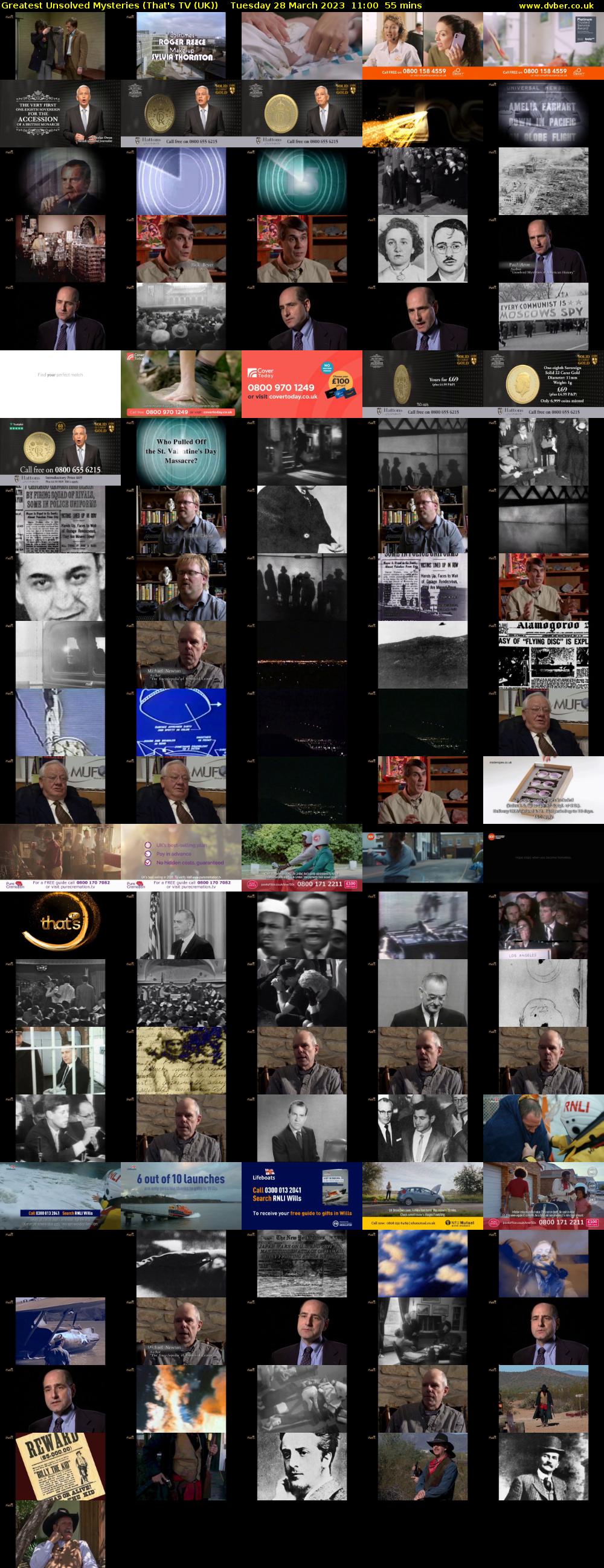Greatest Unsolved Mysteries (That's TV (UK)) Tuesday 28 March 2023 11:00 - 11:55