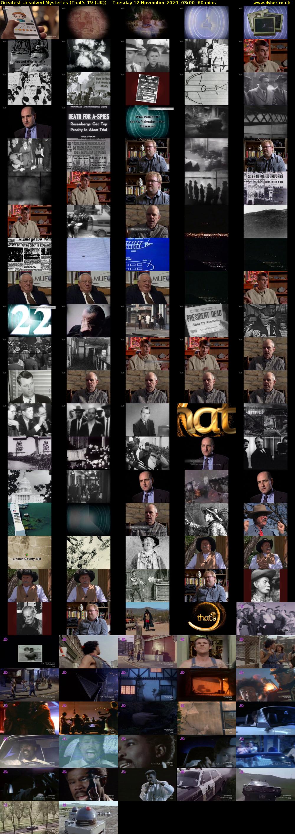 Greatest Unsolved Mysteries (That's TV (UK)) Tuesday 12 November 2024 03:00 - 04:00