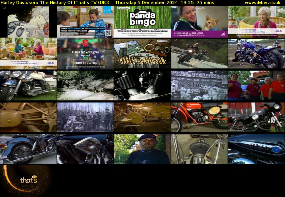 Harley Davidson: The History Of (That's TV (UK)) Thursday 5 December 2024 13:25 - 14:40
