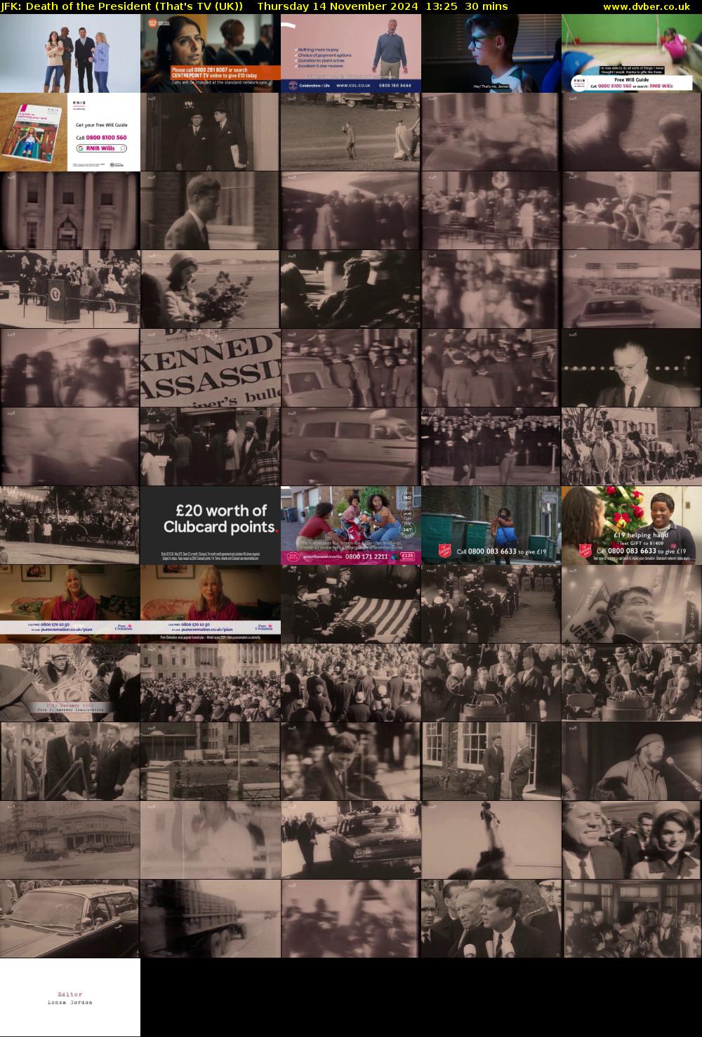 JFK: Death of the President (That's TV (UK)) Thursday 14 November 2024 13:25 - 13:55