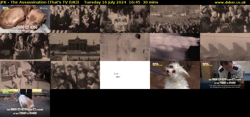 JFK - The Assassination (That's TV (UK)) Tuesday 16 July 2024 16:45 - 17:15