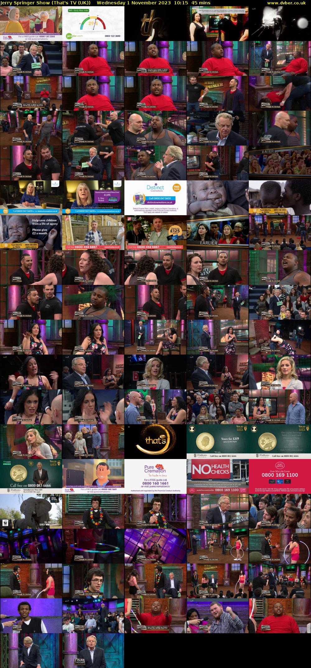 Jerry Springer Show (That's TV (UK)) Wednesday 1 November 2023 10:15 - 11:00