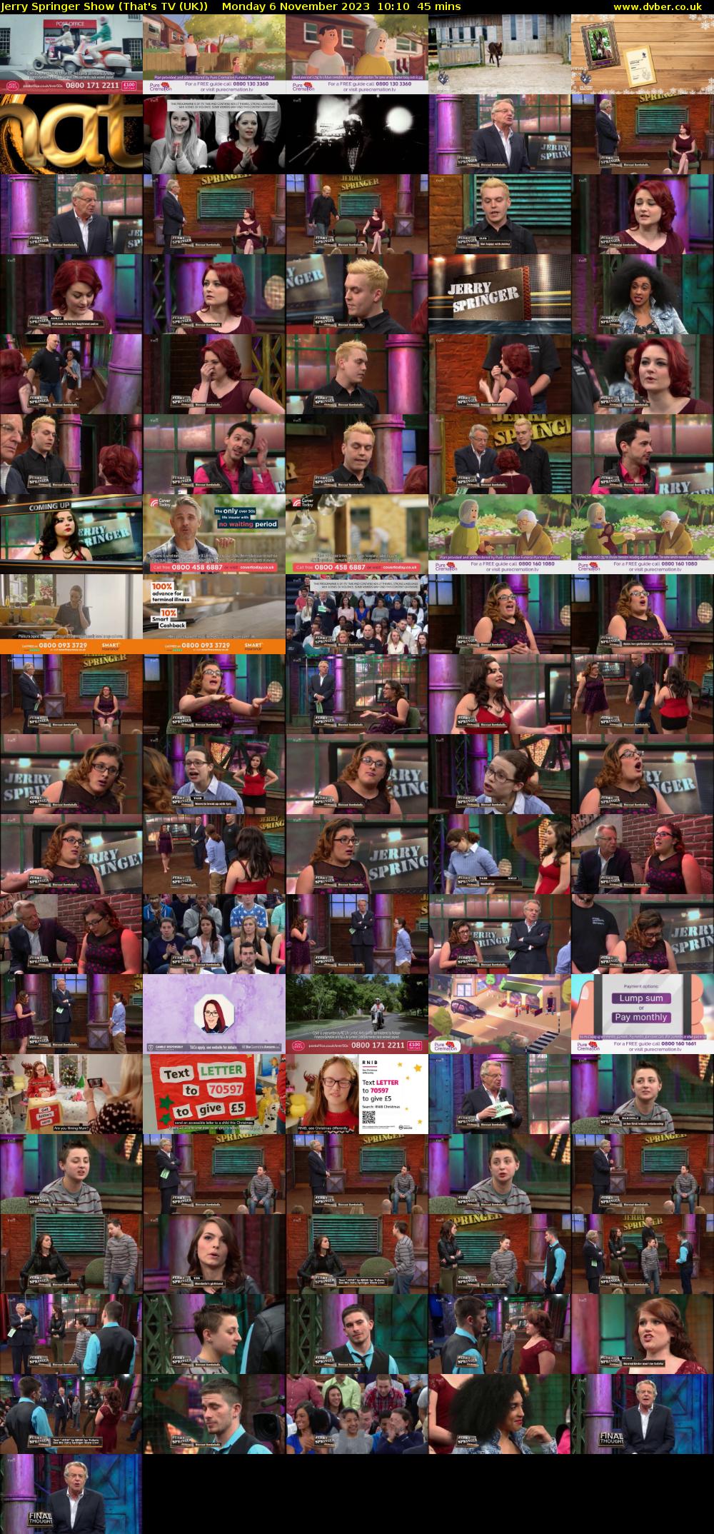 Jerry Springer Show (That's TV (UK)) Monday 6 November 2023 10:10 - 10:55