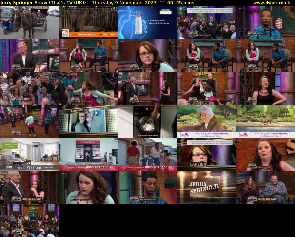 Jerry Springer Show (That's TV (UK)) Thursday 9 November 2023 11:00 - 11:45