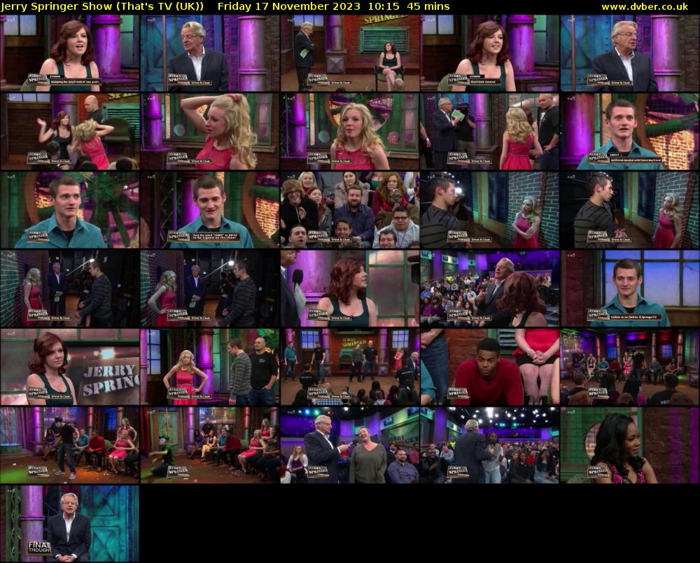 Jerry Springer Show (That's TV (UK)) Friday 17 November 2023 10:15 - 11:00
