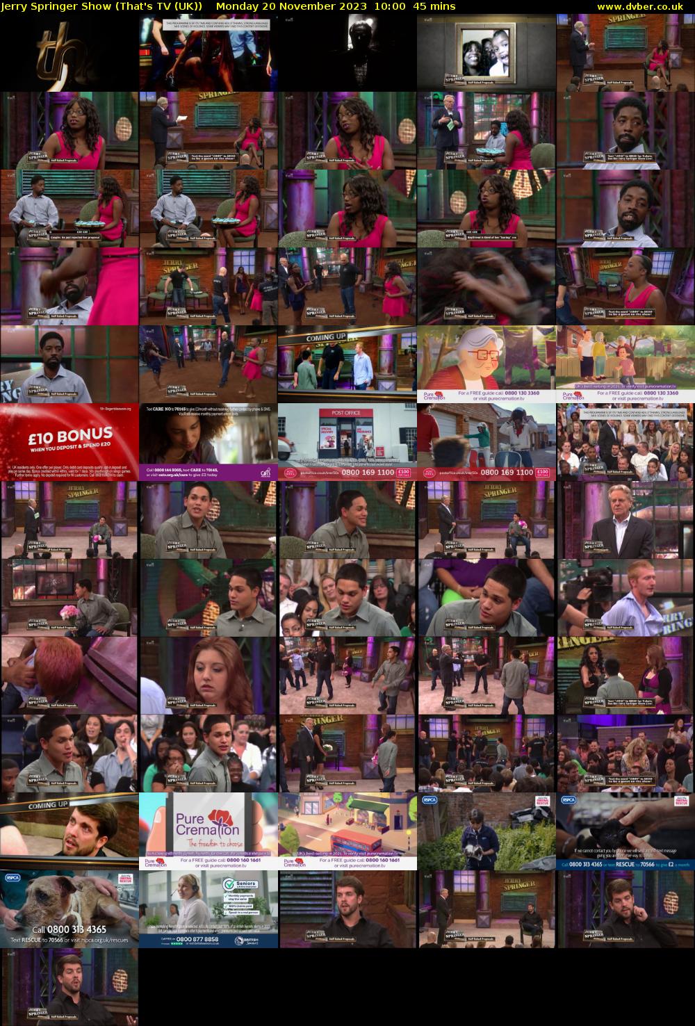 Jerry Springer Show (That's TV (UK)) Monday 20 November 2023 10:00 - 10:45