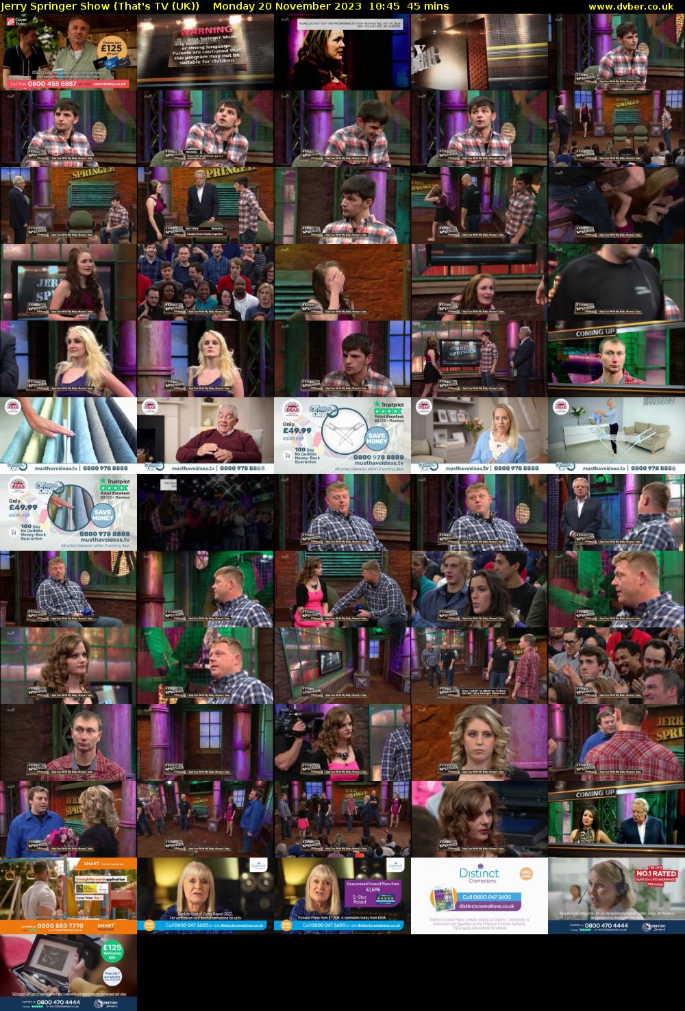 Jerry Springer Show (That's TV (UK)) Monday 20 November 2023 10:45 - 11:30