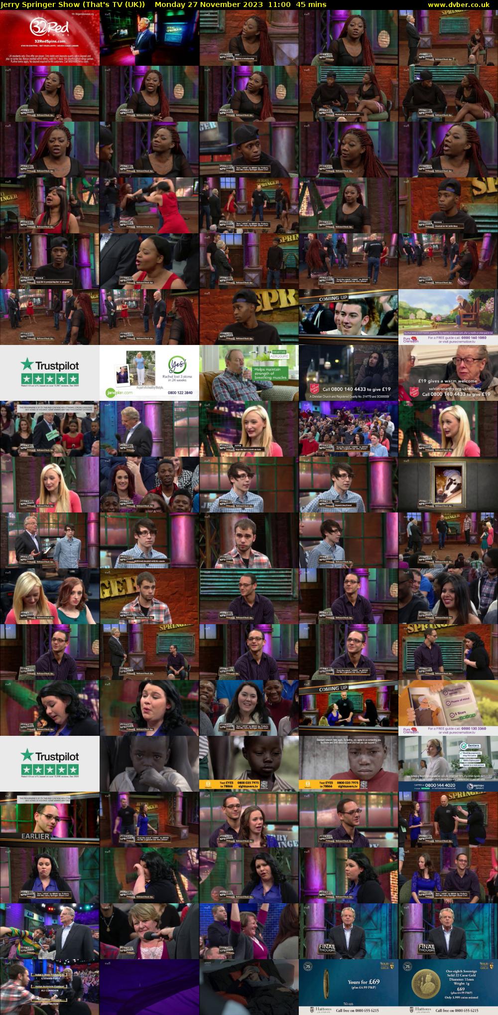Jerry Springer Show (That's TV (UK)) Monday 27 November 2023 11:00 - 11:45
