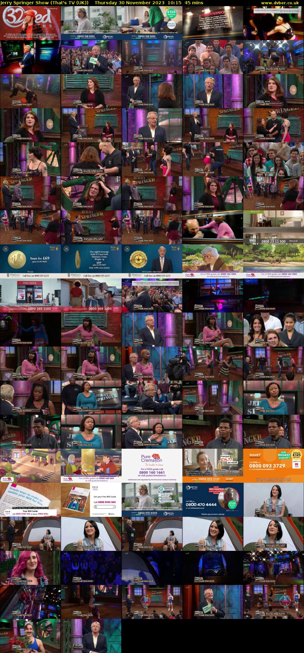 Jerry Springer Show (That's TV (UK)) Thursday 30 November 2023 10:15 - 11:00