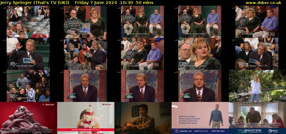 Jerry Springer (That's TV (UK)) Friday 7 June 2024 10:30 - 11:20