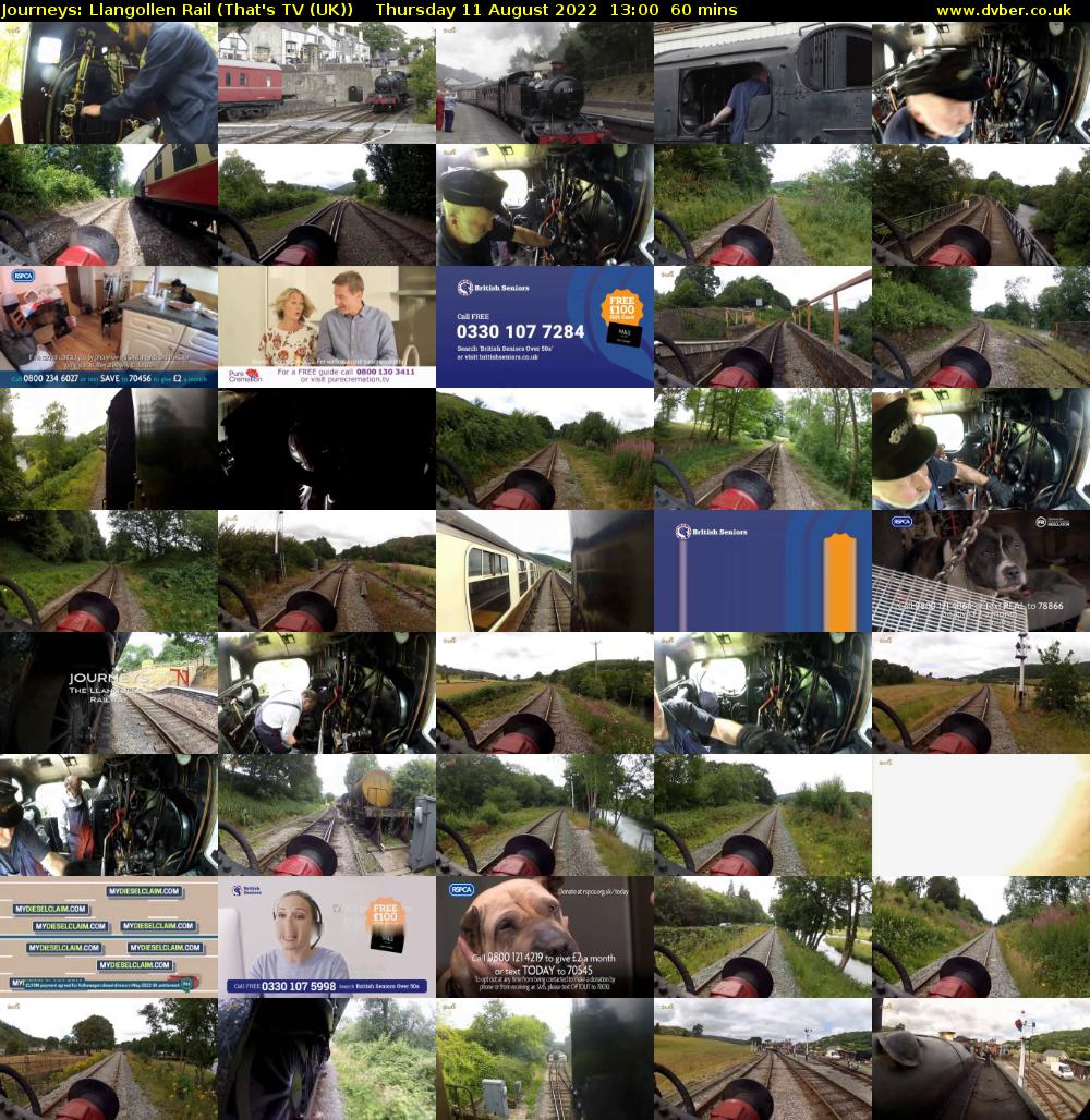 Journeys: Llangollen Rail (That's TV (UK)) Thursday 11 August 2022 13:00 - 14:00