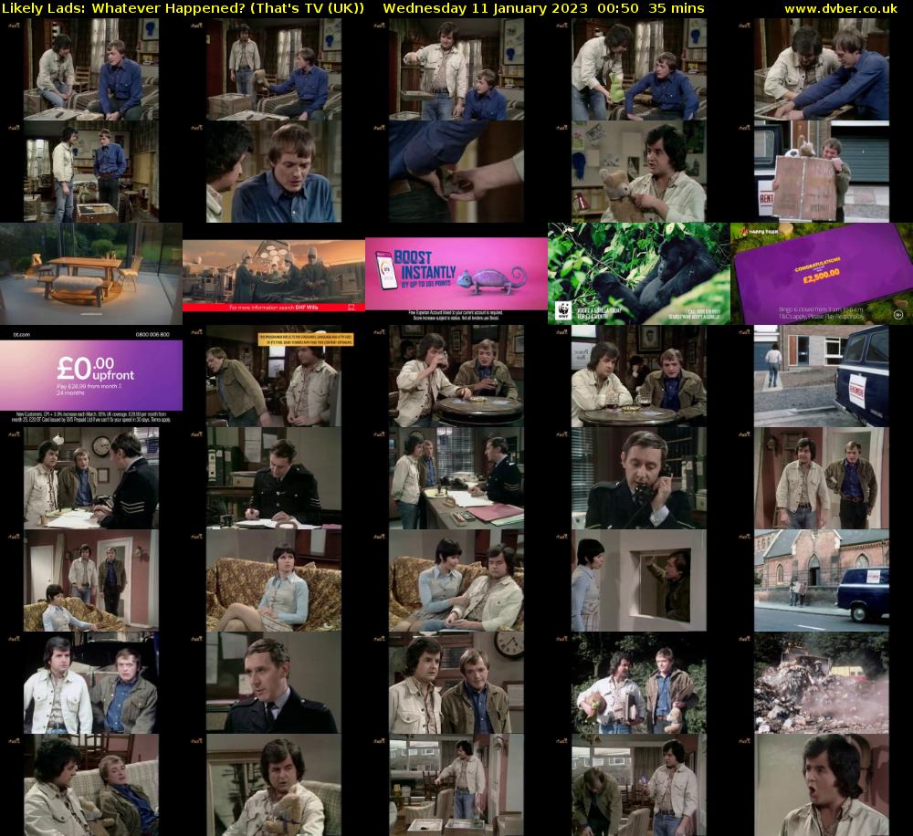 Likely Lads: Whatever Happened? (That's TV (UK)) Wednesday 11 January 2023 00:50 - 01:25