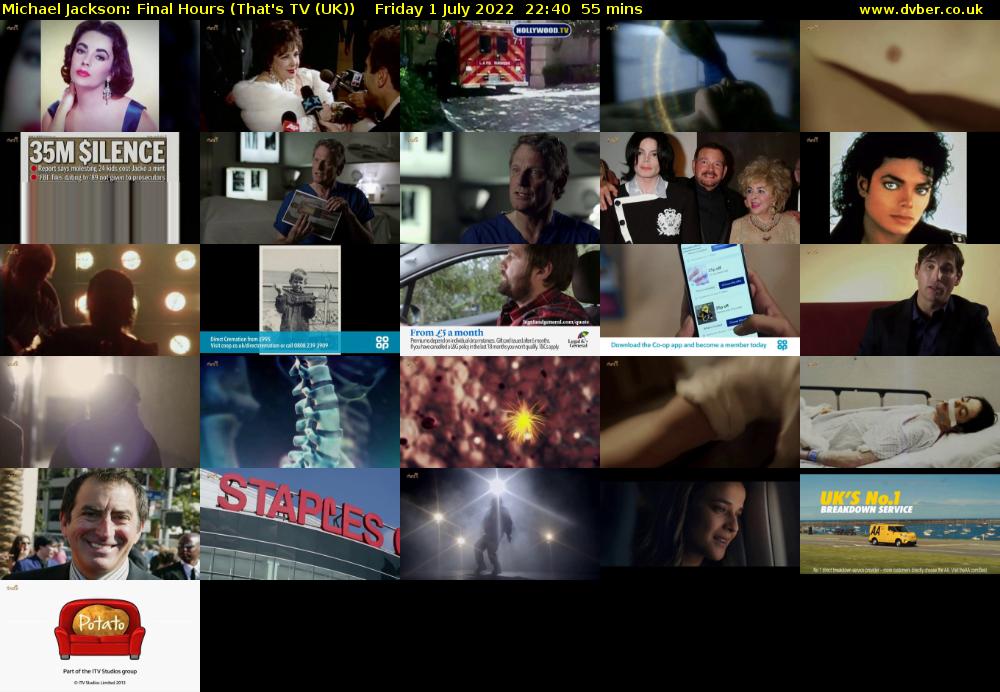 Michael Jackson: Final Hours (That's TV (UK)) Friday 1 July 2022 22:40 - 23:35