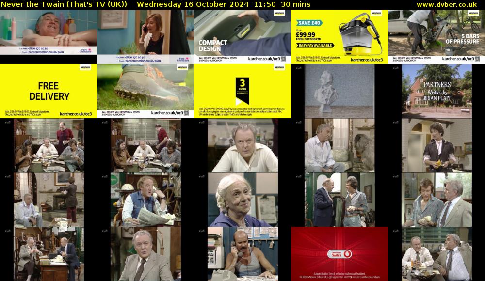 Never the Twain (That's TV (UK)) Wednesday 16 October 2024 11:50 - 12:20