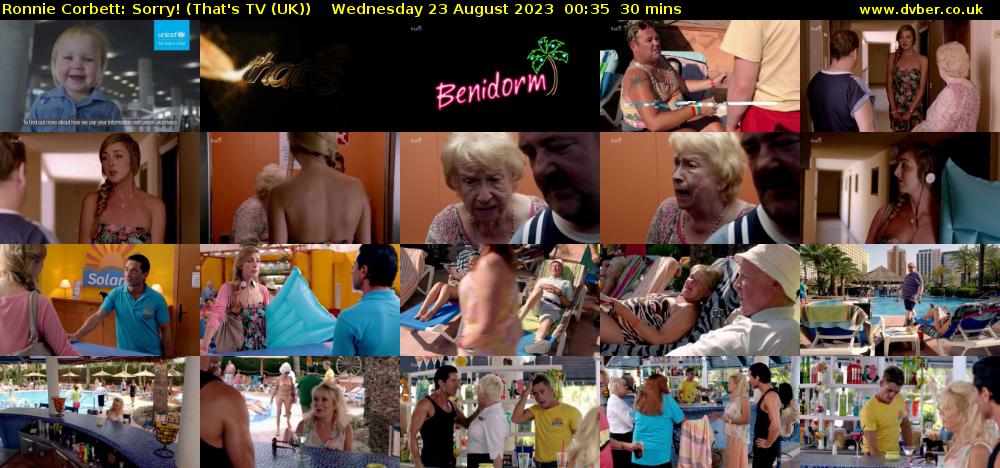 Ronnie Corbett: Sorry! (That's TV (UK)) Wednesday 23 August 2023 00:35 - 01:05