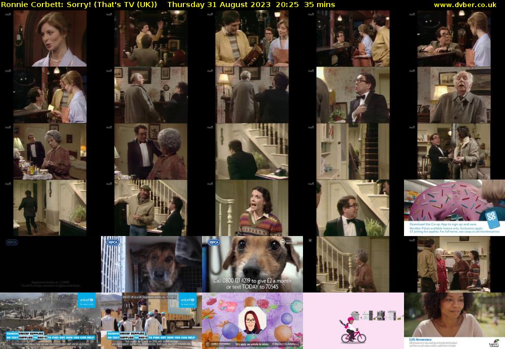 Ronnie Corbett: Sorry! (That's TV (UK)) Thursday 31 August 2023 20:25 - 21:00