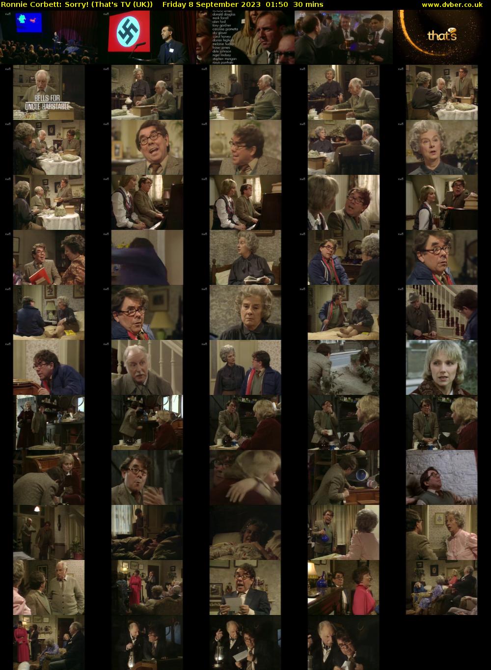 Ronnie Corbett: Sorry! (That's TV (UK)) Friday 8 September 2023 01:50 - 02:20