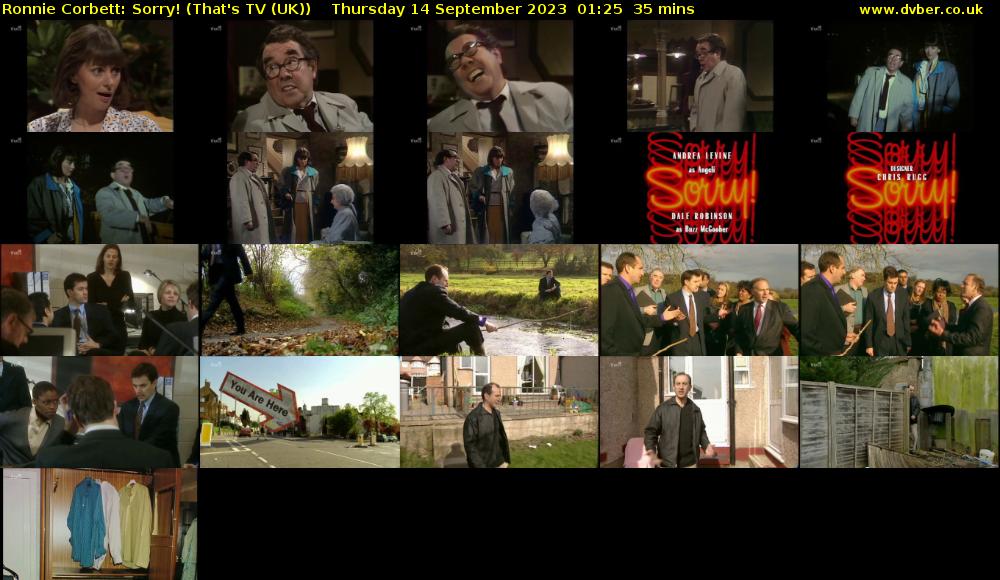 Ronnie Corbett: Sorry! (That's TV (UK)) Thursday 14 September 2023 01:25 - 02:00