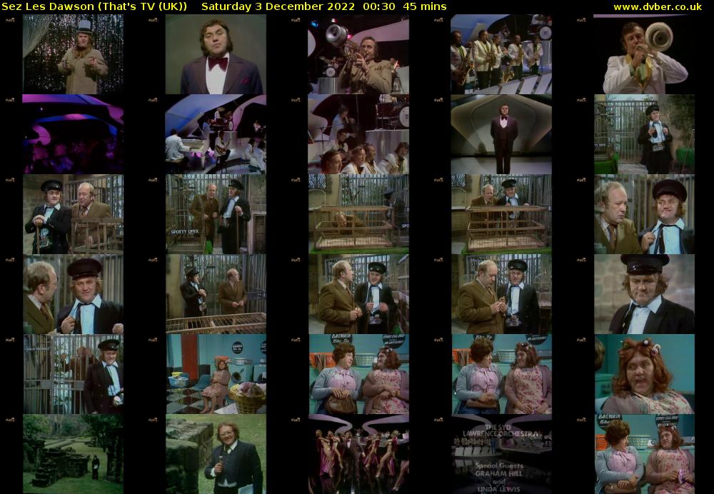 Sez Les Dawson (That's TV (UK)) Saturday 3 December 2022 00:30 - 01:15