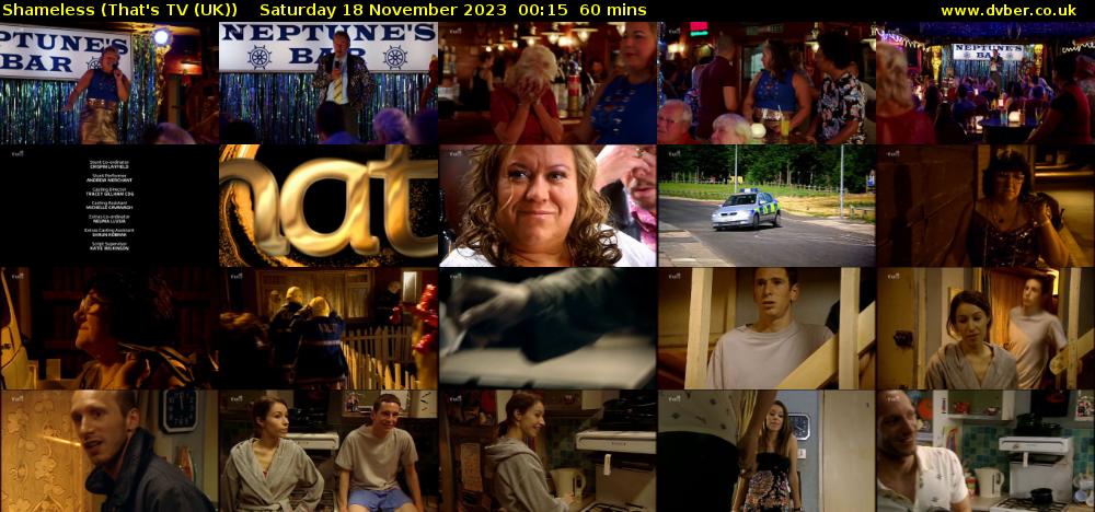 Shameless (That's TV (UK)) Saturday 18 November 2023 00:15 - 01:15