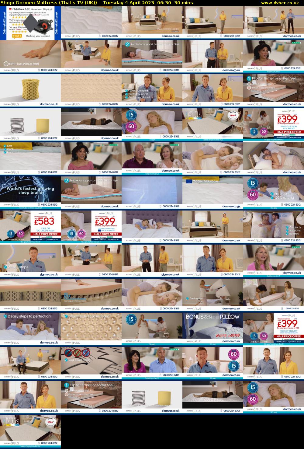 Shop: Dormeo Mattress (That's TV (UK)) Tuesday 4 April 2023 06:30 - 07:00