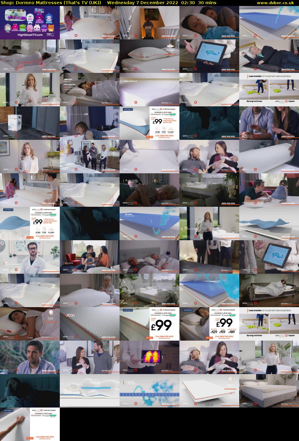 Shop: Dormeo Mattresses (That's TV (UK)) Wednesday 7 December 2022 02:30 - 03:00